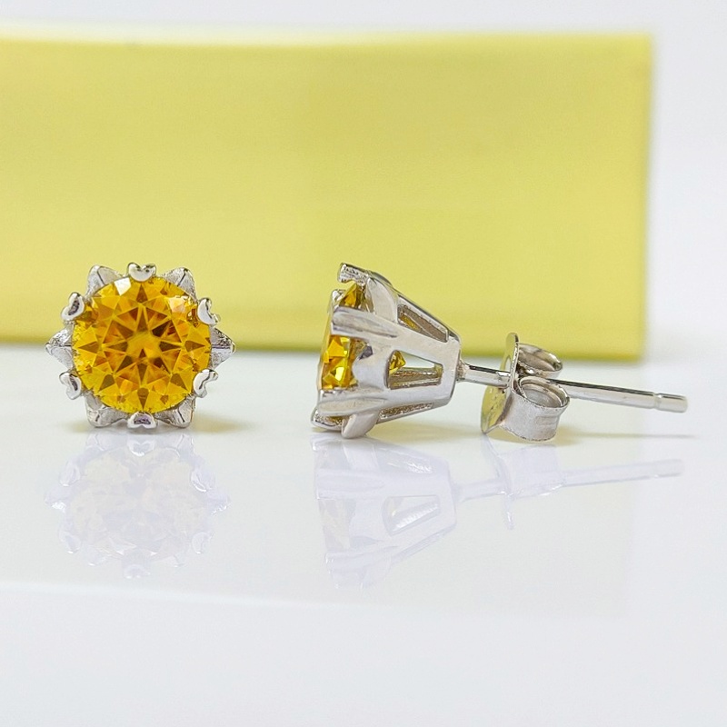 Yellow Moissanite 925 Silver Snowflake Earrings